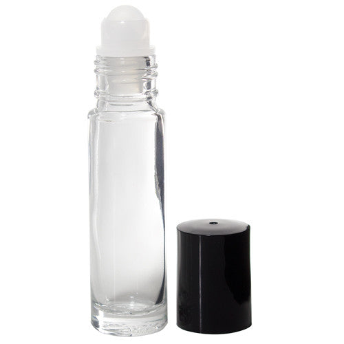 Clear Glass Roll On Bottle with Roll On Applicator .33 oz / 10 ml