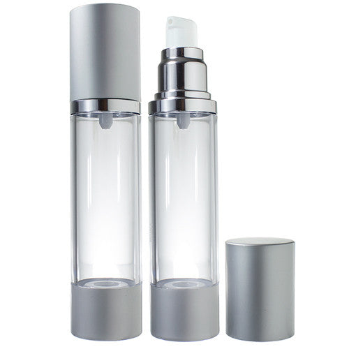 Download Refillable Airless Pump Bottle in Silver Matte - 1.7 oz / 50 ml