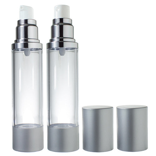 Download Refillable Set Airless Pump and Spray Bottle in Silver Matte - 1.7 oz / 50 ml