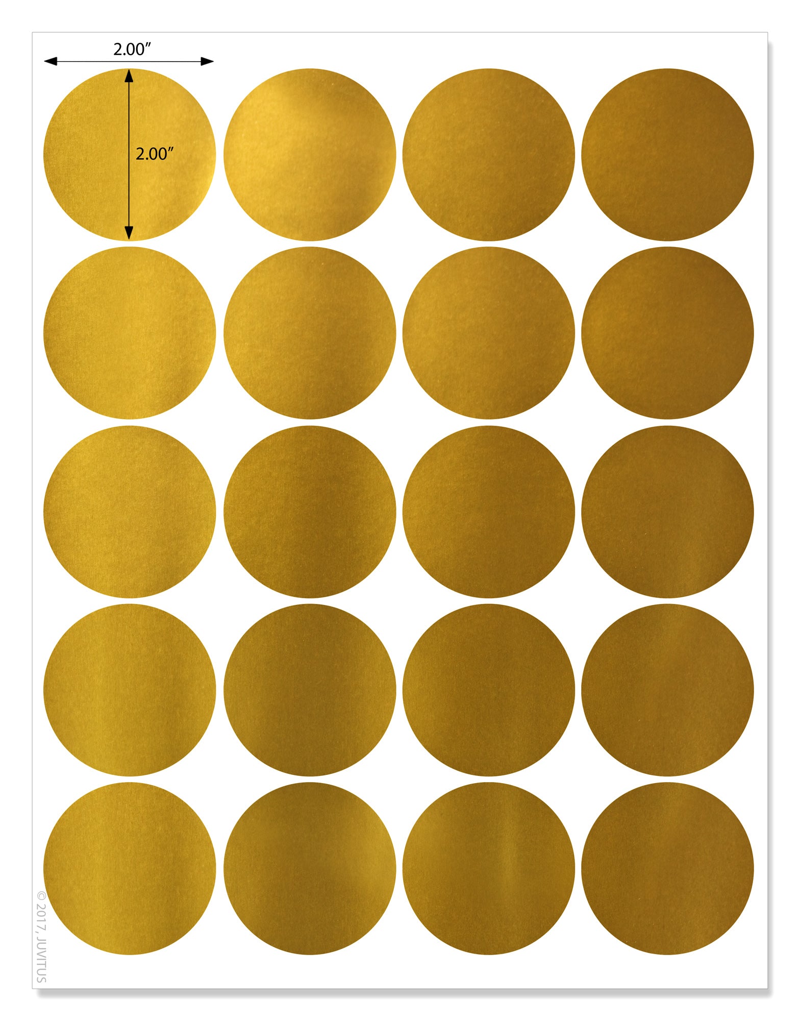 Shiny Gold Foil 2 Inch Diameter Circle Labels for Laser Printers with