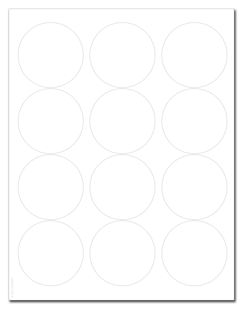 Standard White Matte Circle Labels, 23.23 Inch Diameter, with With Template For Circle Labels