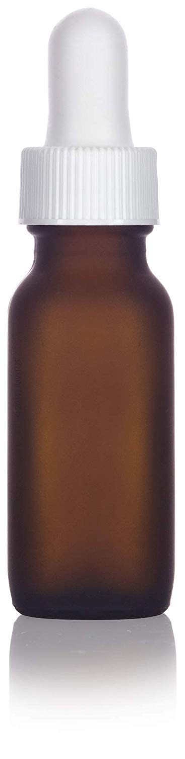 Download Frosted Amber Glass Boston Round Bottle With White Dropper 5 Oz 15 Ml