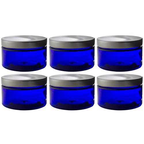 Download Plastic Jar in Cobalt Blue with Silver Metal Foam Lined ...