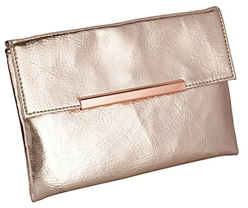 Small Rose Gold Metallic Clutch Bag For Cosmetics, Makeup, Cellphone ...