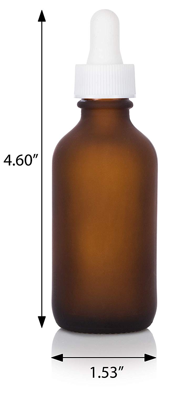 Download Frosted Amber Glass Boston Round Dropper Bottle with White ...