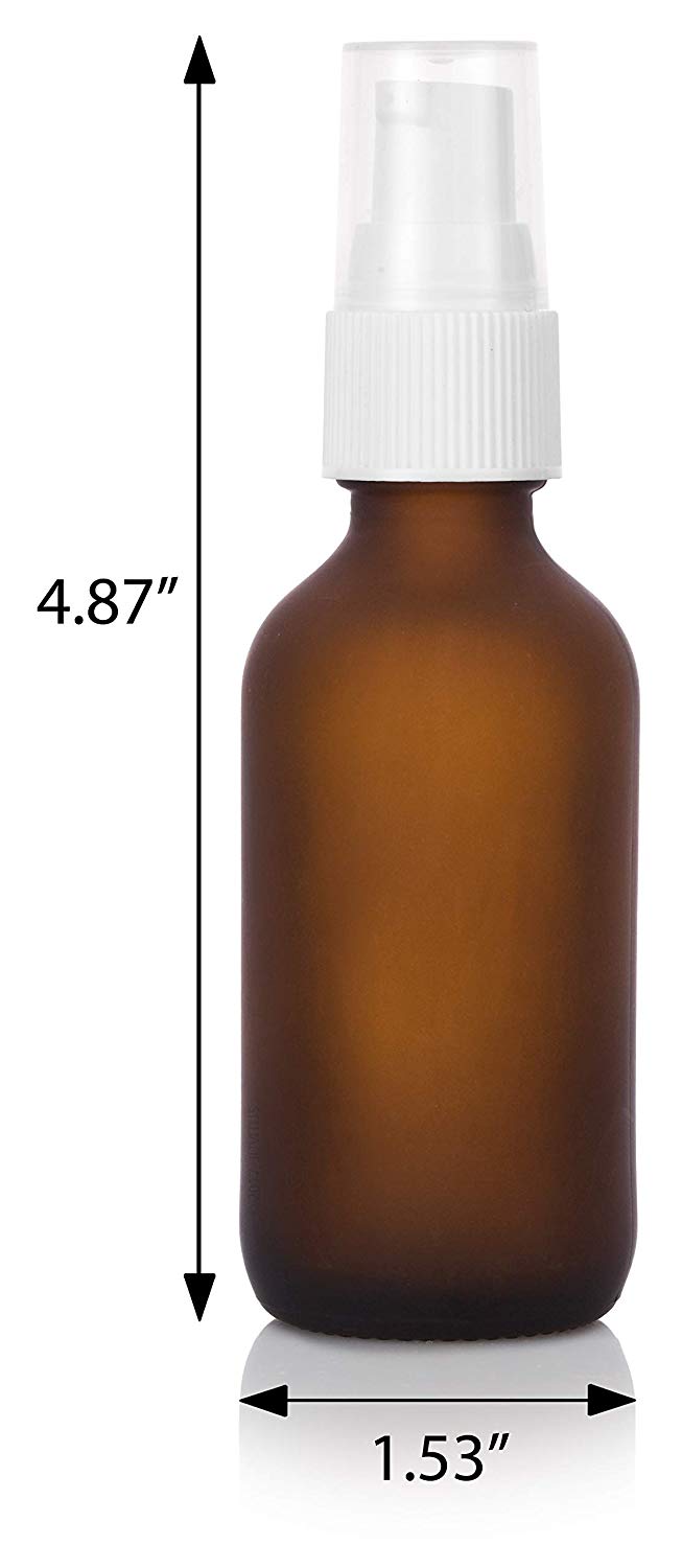 Download Frosted Amber Glass Boston Round Treatment Pump Bottle ...