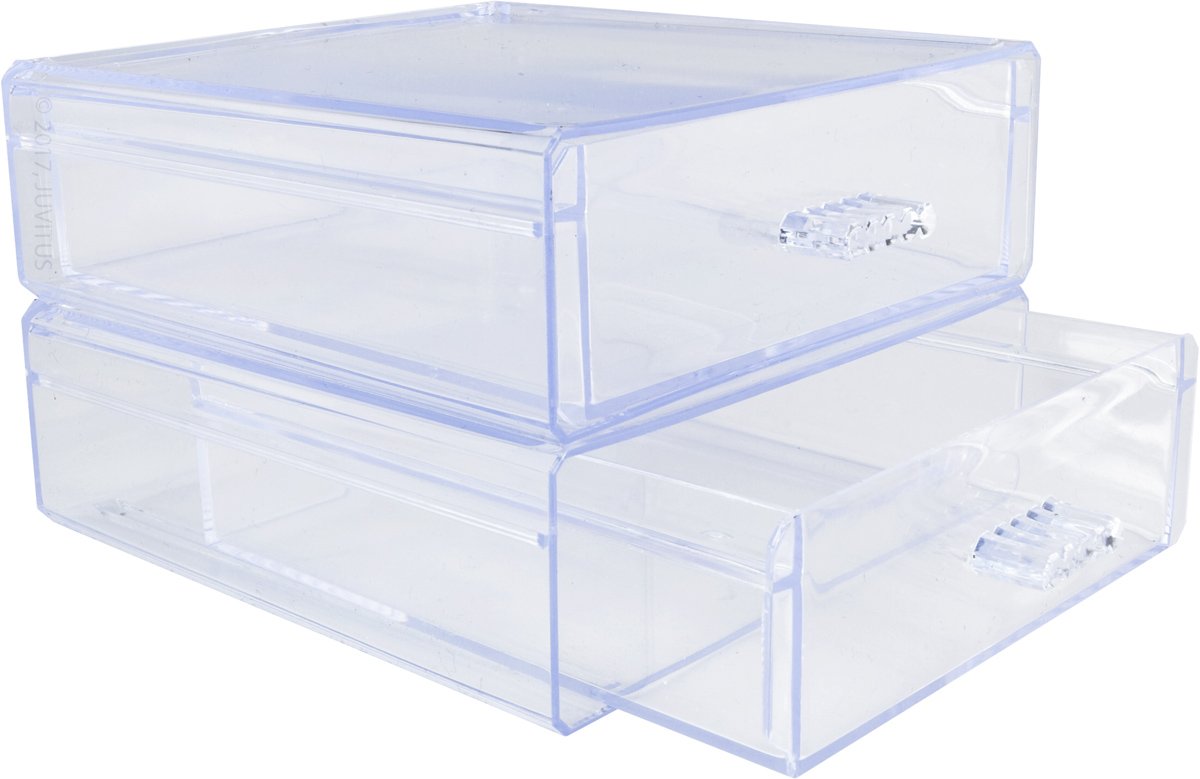 2Pack of Clear Plastic Stackable Drawer Organizer for Jewelry, Makeup