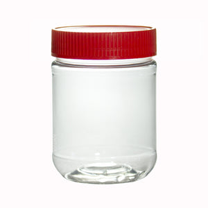 Download Plastic Peanut Butter Jar In Clear With Red Ribbed Foil Lined Lid 12 Oz 360 Ml