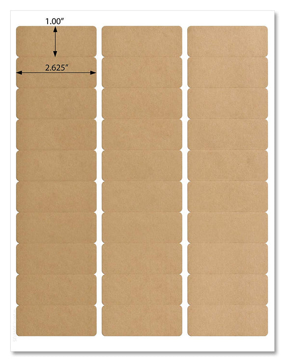 Textured Brown Kraft Address Labels, 2.625" x 1" Rounded Corner, with