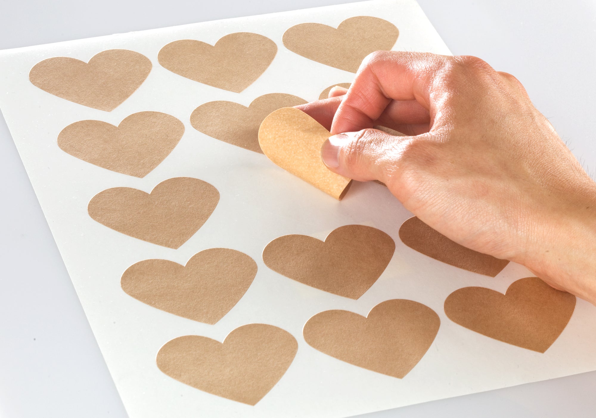 Textured Brown Kraft Heart Shaped Labels, 2.2 x 1.8 Inches, with