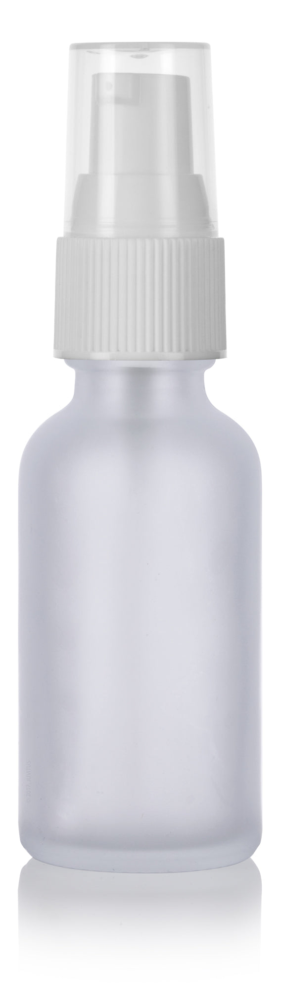 Download Frosted Clear Glass Boston Round Treatment Pump Bottle With White Top 1 Oz 30 Ml