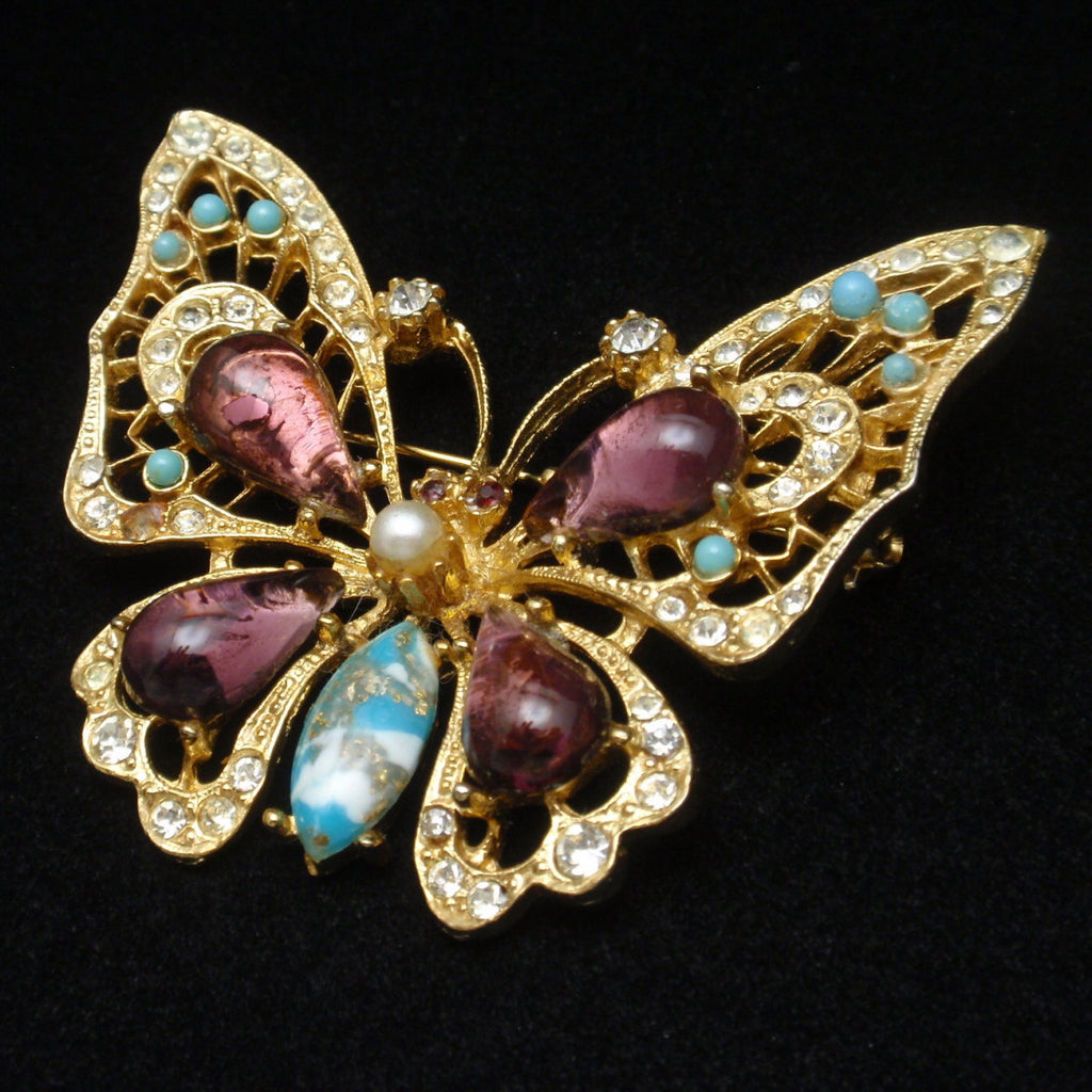 Butterfly Brooch Pin Large Colorful Stones by Art – World of ...