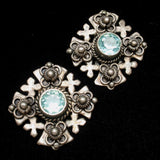 Jerusalem Cross Earrings Sterling Silver Blue Stones Vintage – World of ...