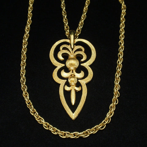 Trifari Fleur-de-Lis Double Strand Pendant Necklace – World of ...