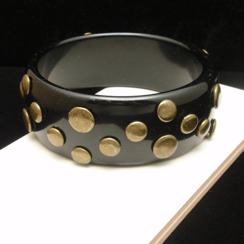 Brass Studded Black Plastic Bracelet Vintage 8 – World of Eccentricity &  Charm