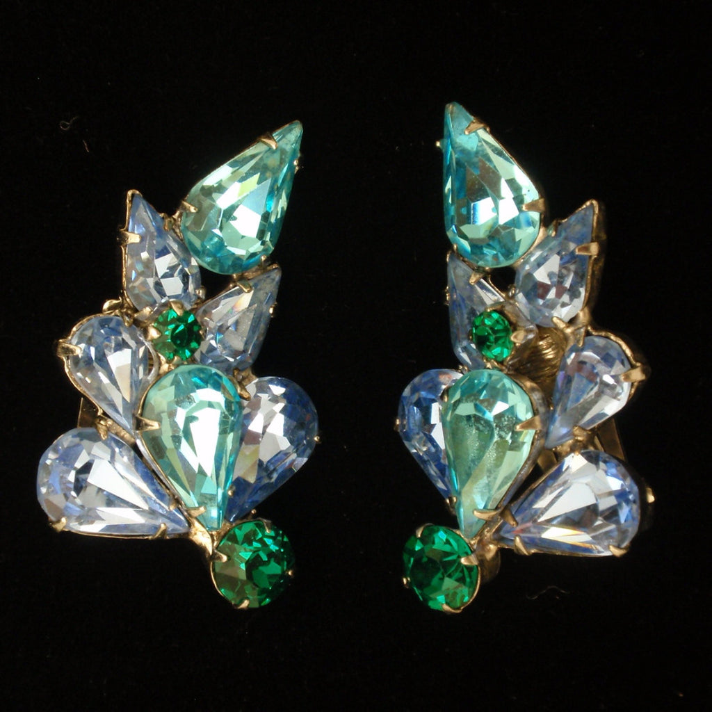 Blue and Aqua Vintage Rhinestone Earrings – World of Eccentricity & Charm