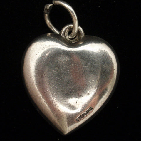 Puffy Heart Charm Vintage Sterling Silver Engraved RL – World of ...