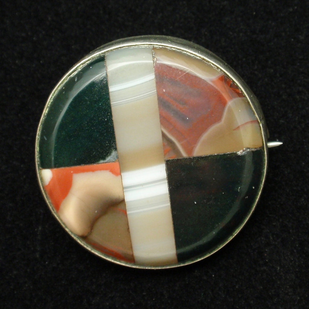 Scottish Pebble Pin Vintage Sterling Silver Agate Round Brooch – World ...