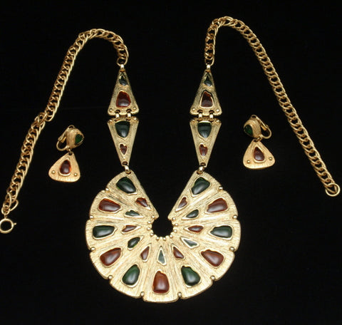 Palette Sunburst Medallion Set Trifari Necklace Earrings Vintage ...