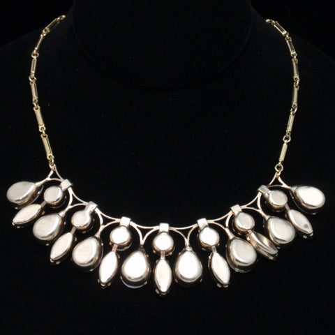 Milk Glass & Clear Rhinestone Necklace Vintage – World of Eccentricity ...