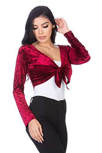 Fashion Secrets Women`s Front Knot Tie Velvet Bolero Shrug Cardigan Ja –  Fashion Secrets LLC