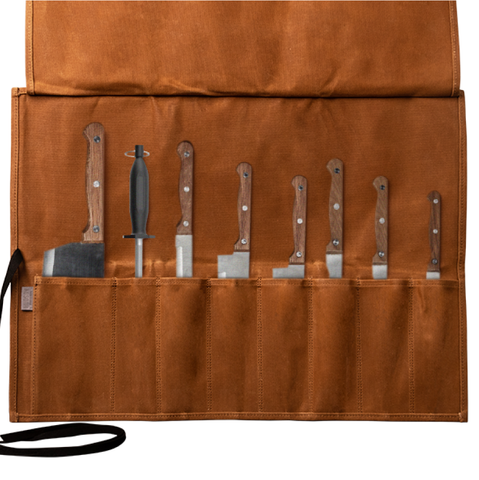 Hudson Durable Goods Premium Waxed Canvas Knife Roll - 8 Pocket Storage for Knives and Tools