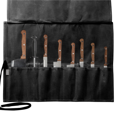 Hudson Durable Goods Premium Waxed Canvas Knife Roll - 8 Pocket Storage for Knives and Tools