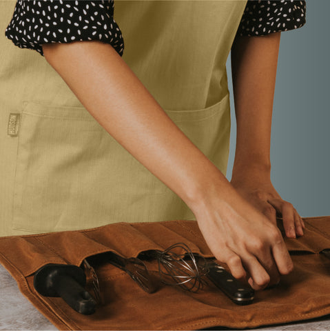 Hudson Durable Goods Smock Cross Back Apron for Women in Biscuit