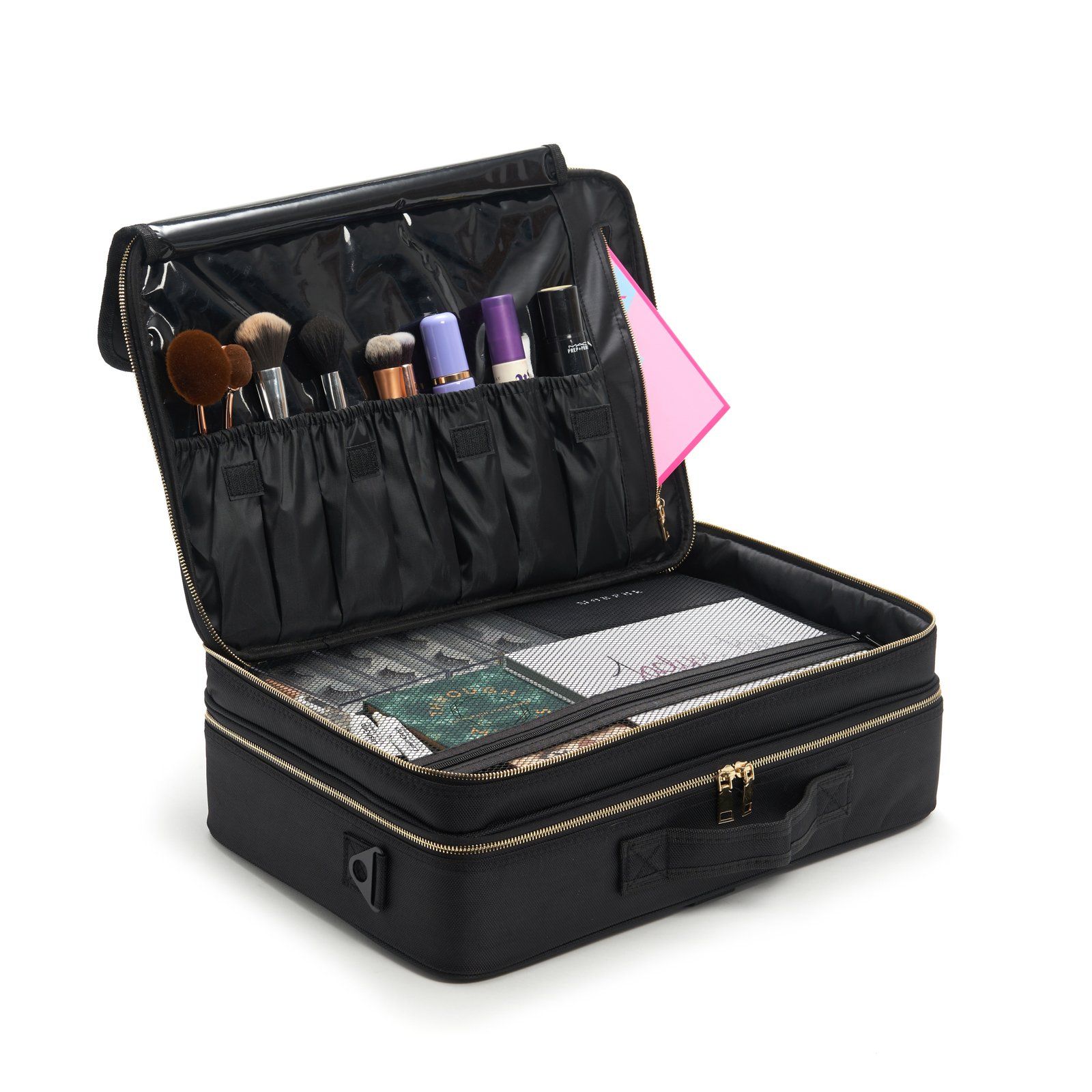XL Cosmetic Makeup Case with Compartments & Dividers ...
