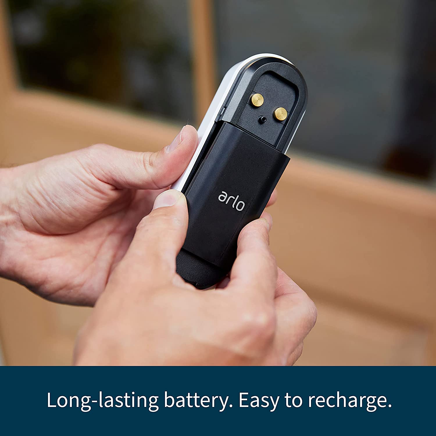 Arlo Essential long lasting battery and recharging