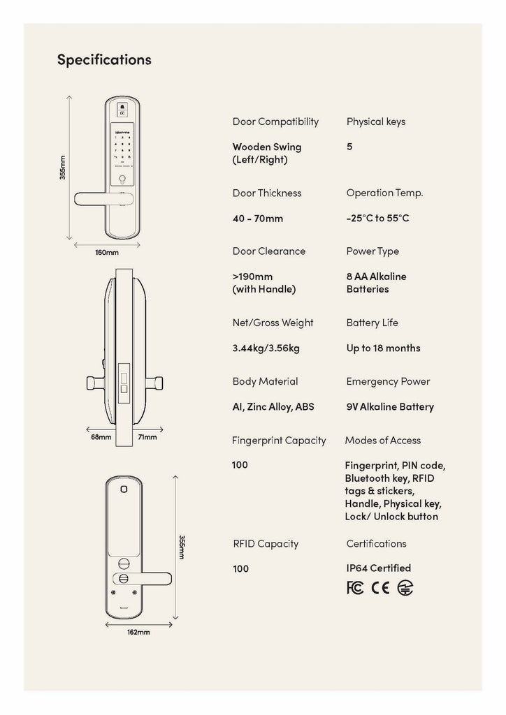 Igloohome Mortise 2+ Digital Lock specification- AN DIGITAL LOCK