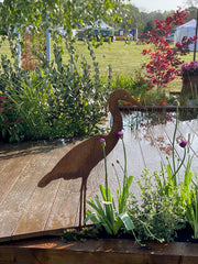 A Blackbird Sang Heron Sculpture on The Longstock Way Showcase Garden