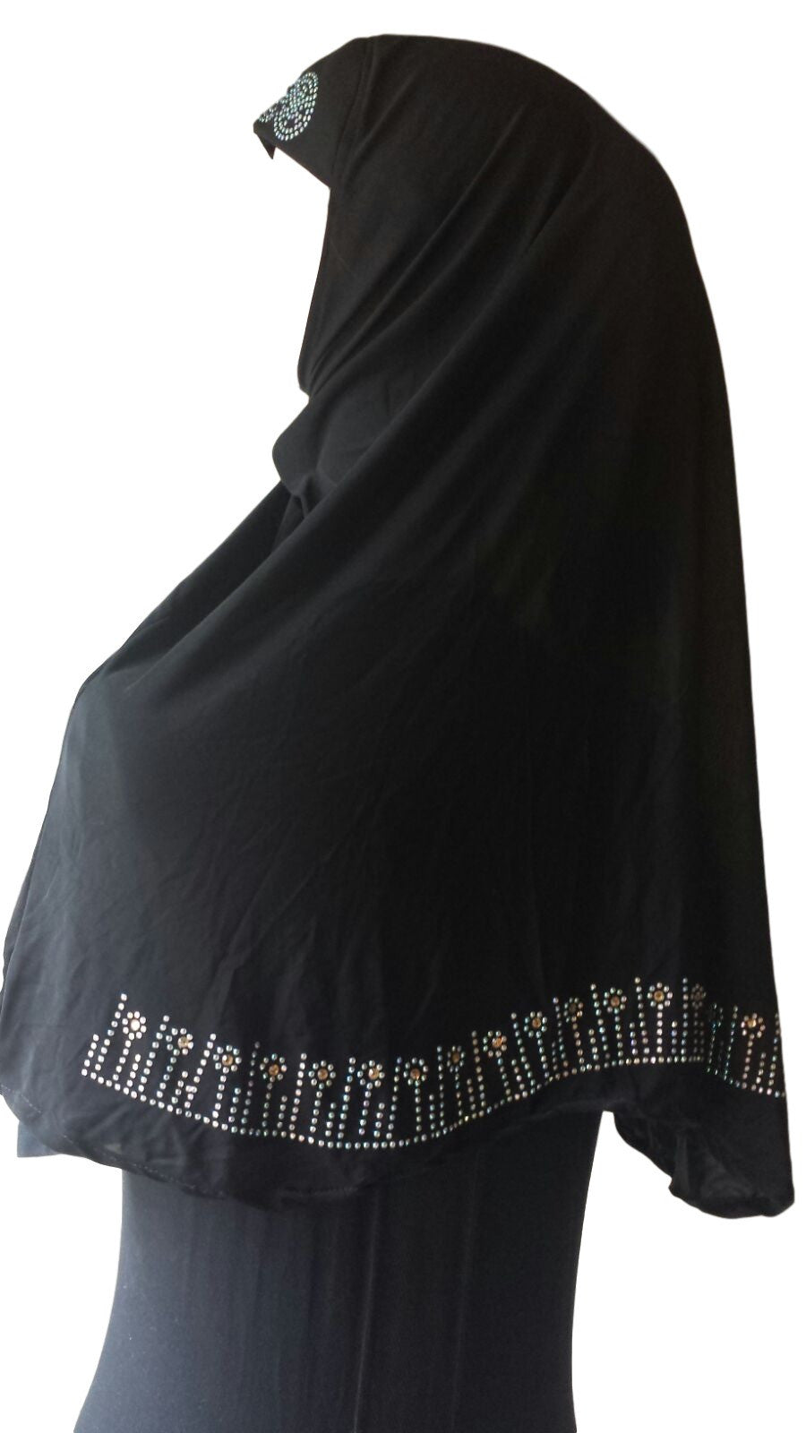 Black Lycra Hijab - 'Little Flowers' | Islamic Clothing and Books ...