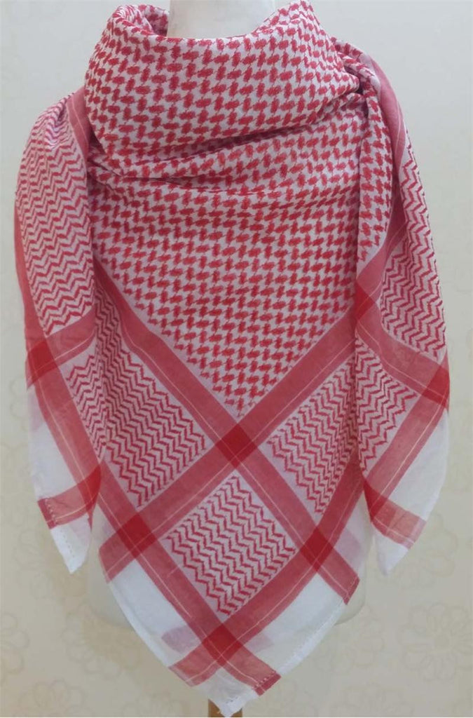 Men's Arab "Shemagh" (Head Scarf) - Red and White Shemagh ...