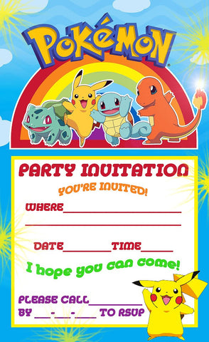 Pokemon Free Birthday Party Invitations