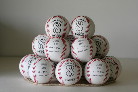 Baseball Birthday party invitations on a baseball