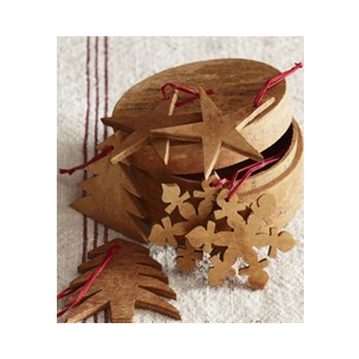 Cinnamon Bark Cutout Ornaments S/6