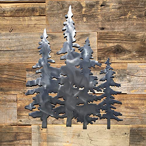 The Heritage Forge Rustic Home 4 Pine Trees Silhouette Sign 20 X 16