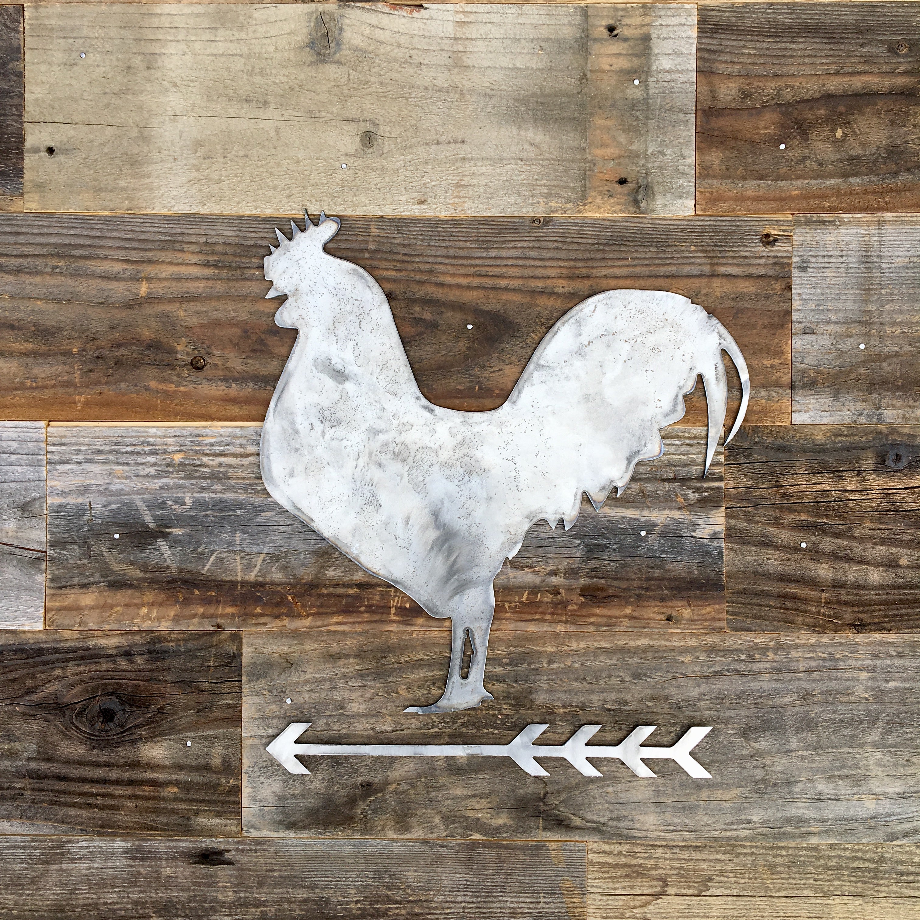 Rustic Home Rooster And Arrow Sign Farmhouse Metal Words Kitchen