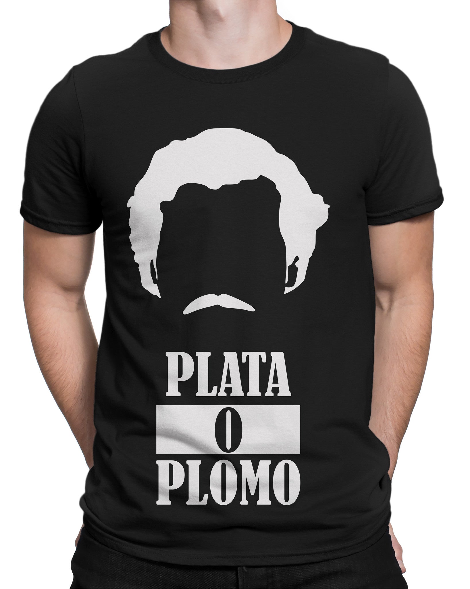 Narcos Tv show pablo escobar plata o plomo tshirt in India by silly punter