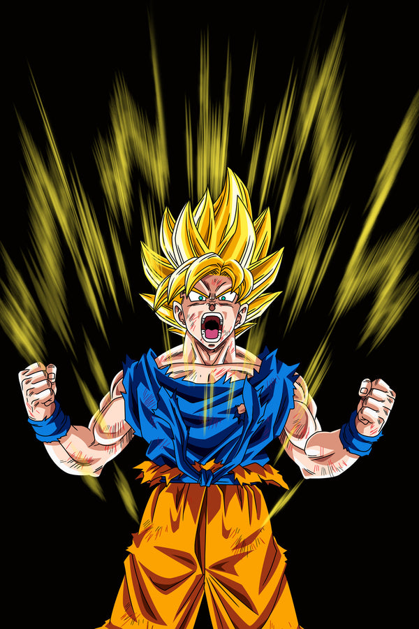 Anime Dragon Ball Z Goku Super Saiyan 2 charging up poster ...