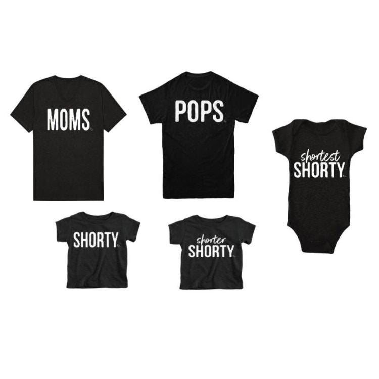 Family Matching T-Shirt Set - Shorty (Black) - KaAn's Designs