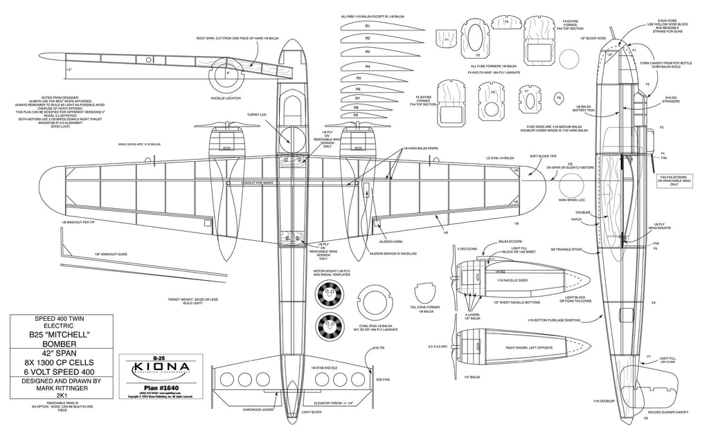 Plan - 1640 B-25 Bomber — RC Sport Flyer Store
