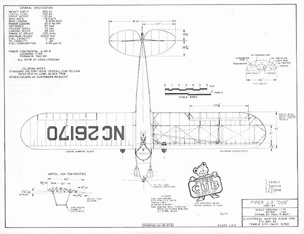 Drawing - Paul Matt - Piper J3 Cub – RC Sport Flyer Store welding cart diagram 