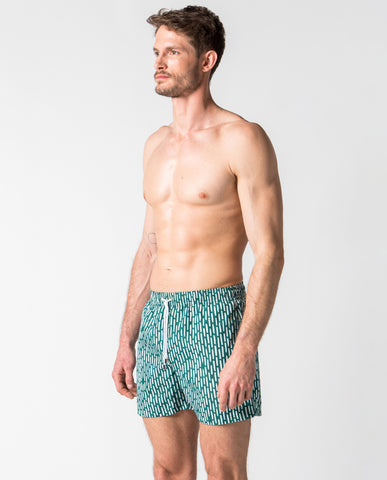 Green & White Printed Swim Short | Sunno by Bene Cape – SUNNO BY BENE CAPE