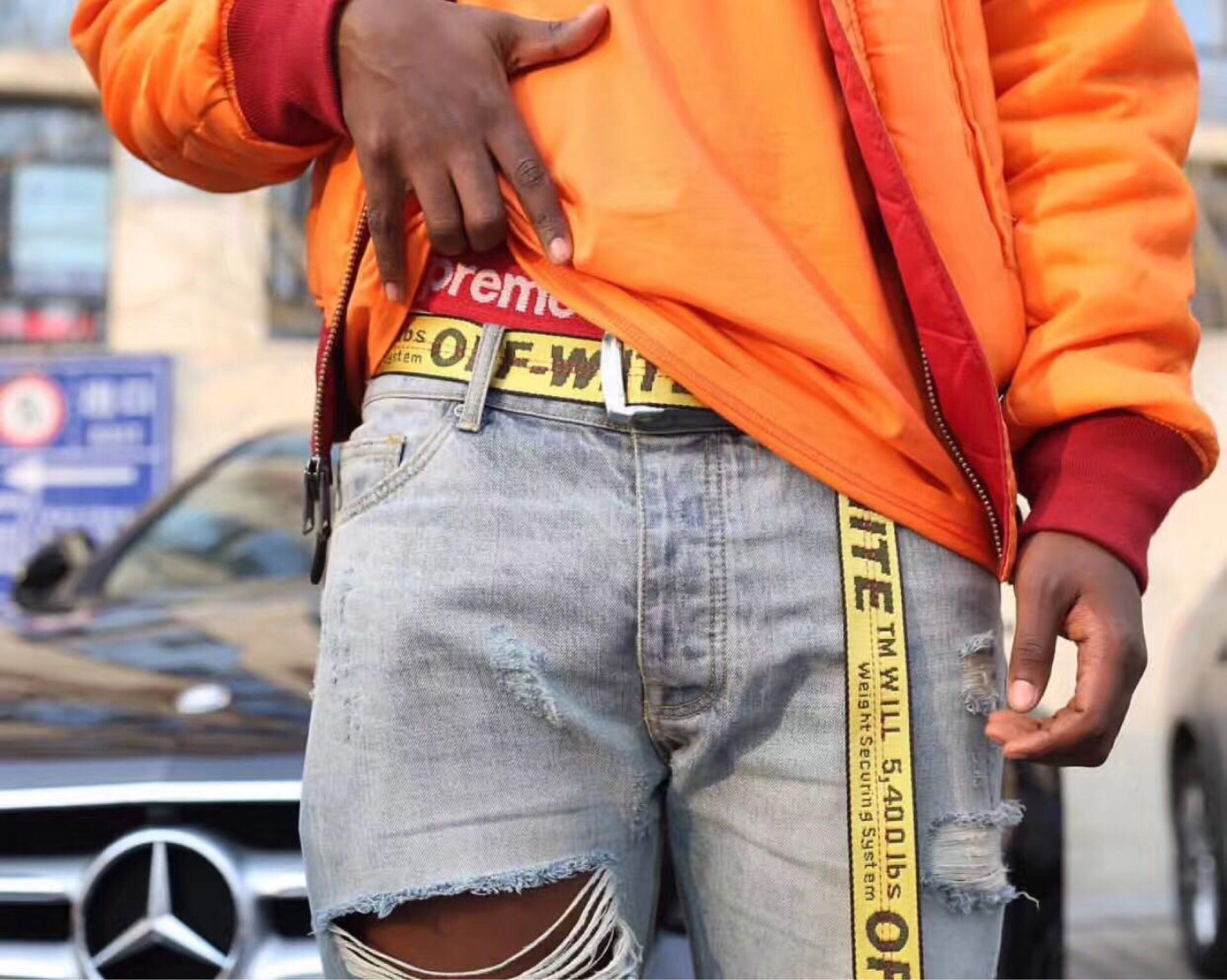 industrial off white belt