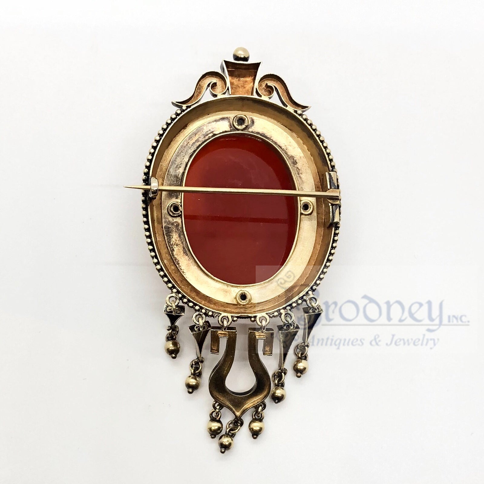 14kt Gold Carved Stone Cameo Brooch
