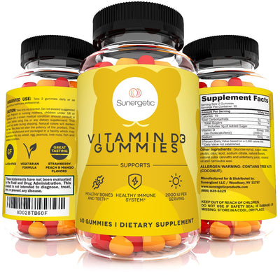 Sunergetic Premium Vitamin D3 Gummy Supports Healthy Bones