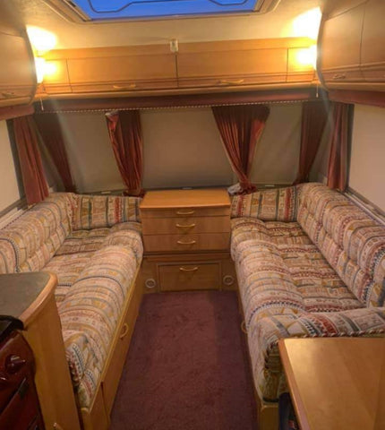 Interior of a caravan before it's makeover