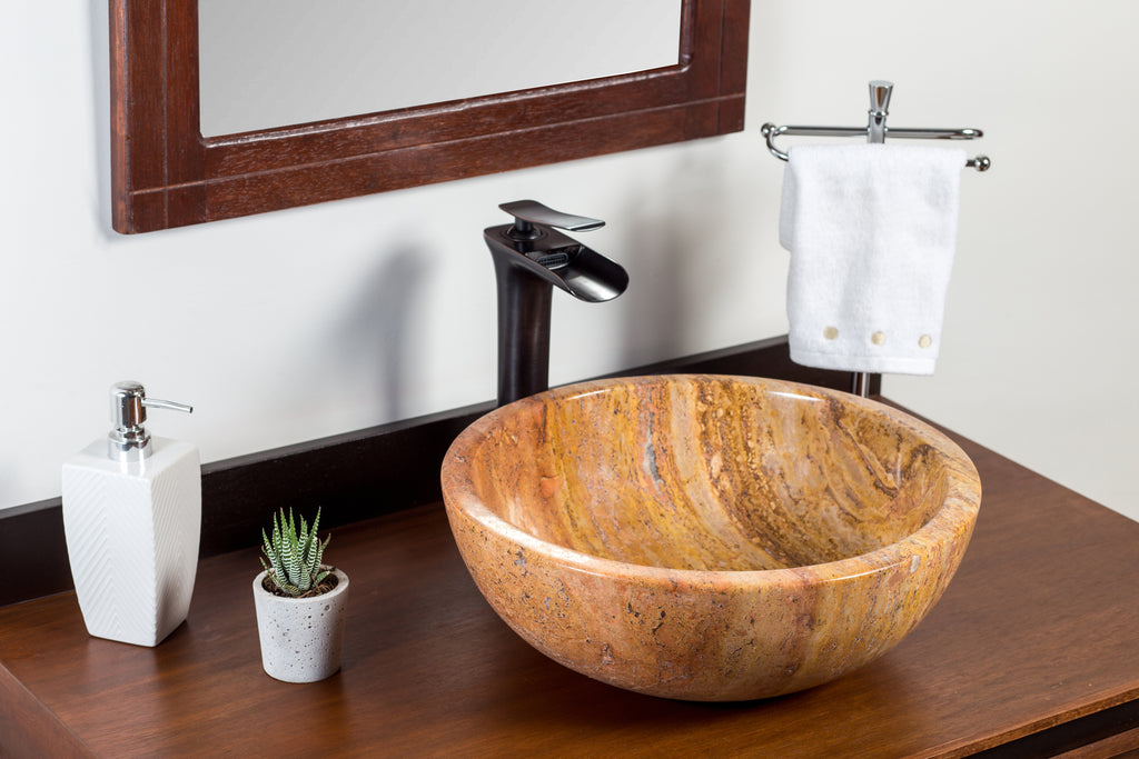 tall vases by bathroom sink